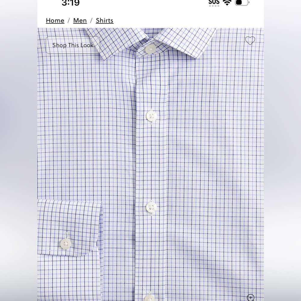 J. Crew Men's White Blue Slim Wrinkle Free Button-Down Dress Shirt Size Small